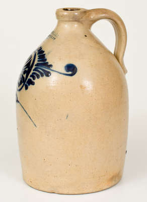 One-Gallon J. & E. NORTON / BENNINGTON, VT Stoneware Jug w/ Floral Decoration