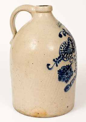 Fine Two-Gallon J. & E. NORTON / BENNINGTON, VT Stoneware Jug w/ Elaborate Floral Decoration