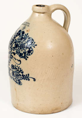 Fine Two-Gallon J. & E. NORTON / BENNINGTON, VT Stoneware Jug w/ Elaborate Floral Decoration