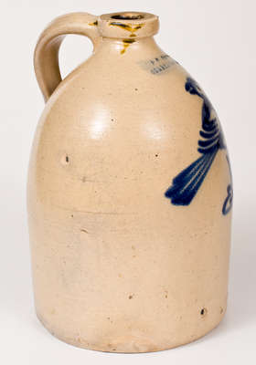 J. & E. NORTON / BENNINGTON VT Stoneware Jug w/ Cobalt Bird-on-Stump Design