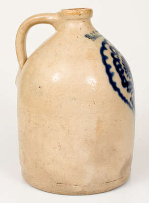 Rare J. & E. NORTON / BENNINGTON, VT Stoneware Jug w/ Elaborate Floral Decoration