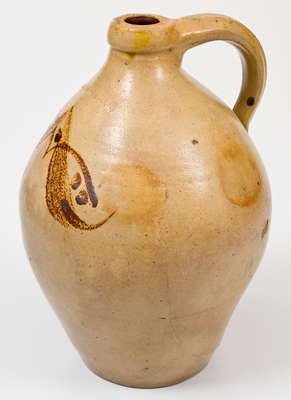 Scarce L. NORTON & SON (Bennington) Stoneware Jug w/ Ochre-Slip Flourish