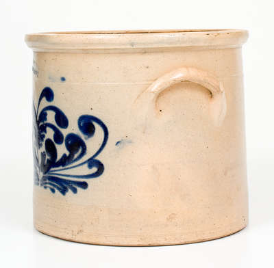 One-Gallon J. & E. NORTON / BENNINGTON, VT Stoneware Crock w/ Elaborate Floral Decoration
