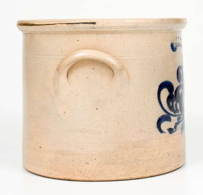 One-Gallon J. & E. NORTON / BENNINGTON, VT Stoneware Crock w/ Elaborate Floral Decoration