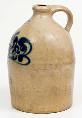 One-Gallon J. & E. NORTON / BENNINGTON, VT Stoneware Jug w/ Cobalt Foliate Decoration