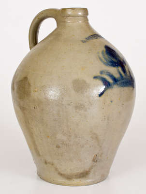 One-Gallon L. NORTON. & Co. Stoneware Jug w/ Cobalt Floral Decoration