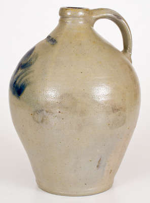 One-Gallon L. NORTON. & Co. Stoneware Jug w/ Cobalt Floral Decoration