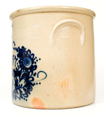 Exceptional Six-Gallon J. & E. NORTON / BENNINGTON, VT Crock w/ Floral Wreath and 1857 Date