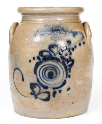 Rare Little Falls, NY Stoneware Advertising Jar, attrib. J. & E. Norton, Bennington, VT