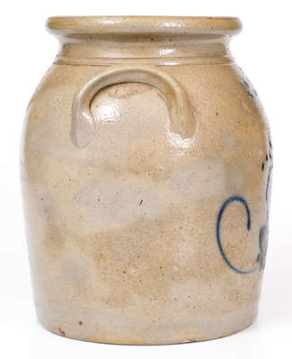 Rare Little Falls, NY Stoneware Advertising Jar, attrib. J. & E. Norton, Bennington, VT