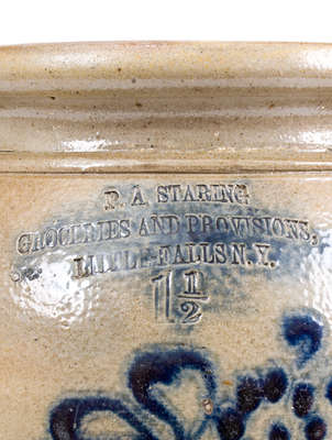 Rare Little Falls, NY Stoneware Advertising Jar, attrib. J. & E. Norton, Bennington, VT