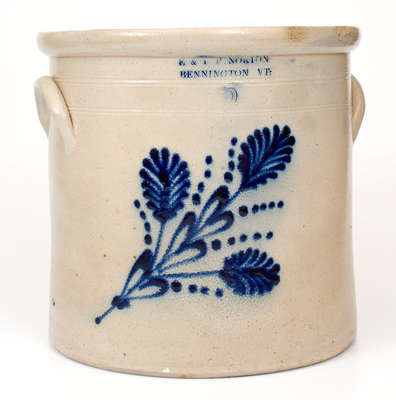 Five-Gallon E & L P NORTON / BENNINGTON VT Stoneware Floral Crock