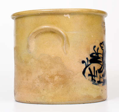 Rare J. & E. NORTON / BENNINGTON, VT Stoneware Crock w/ Cobalt Lion and House Motif