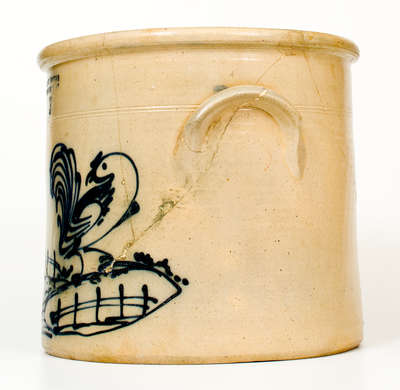 Three-Gallon J. & E. NORTON / BENNINGTON, VT Stoneware Crock w/ Rooster Scene