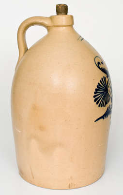 Four-Gallon NICHOLS & BOYNTON / BURLINGTON,VT Stoneware Jug w/ Elaborate Floral Design