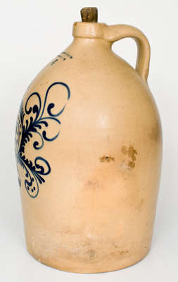 Four-Gallon NICHOLS & BOYNTON / BURLINGTON,VT Stoneware Jug w/ Elaborate Floral Design