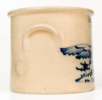 Scarce J. & E. NORTON / BENNINGTON VT Stoneware Crock w/ Cobalt Hawk Decoration