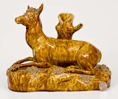 Scarce Flint Enamel Figure of a Deer: Lyman, Fenton & Co. / FENTON'S ENAMEL PATENTED 1849 / Bennington, VT