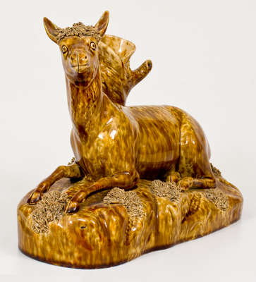 Scarce Flint Enamel Figure of a Deer: Lyman, Fenton & Co. / FENTON'S ENAMEL PATENTED 1849 / Bennington, VT