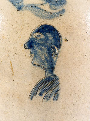 Very Rare I. SEYMOUR & SON. / TROY Stoneware Jug w/ Incised Man's Bust