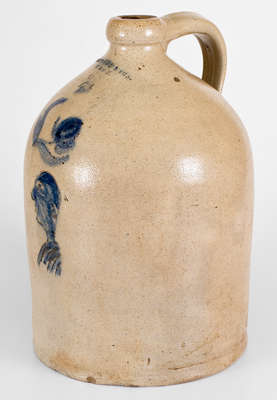 Very Rare I. SEYMOUR & SON. / TROY Stoneware Jug w/ Incised Man's Bust