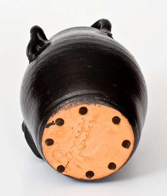 Rare Black-Glazed Stoneware Face Jug, Signed "Lanier Meaders," Cleveland, GA