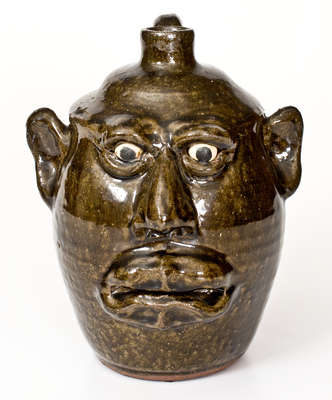 Alkaline-Glazed Stoneware Face Jug, Signed "Lanier Meaders," Cleveland, GA