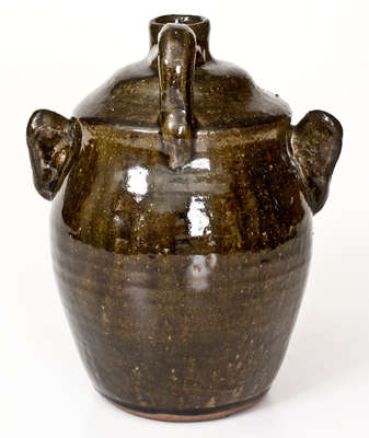 Alkaline-Glazed Stoneware Face Jug, Signed 