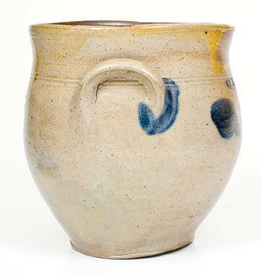 I V MACHETT (Cornwall, NY) Stoneware Jar w/ Cobalt Foliate Decoration