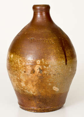 Half-Gallon BOSTON Iron-Decorated Stoneware Jug, Frederick Carpenter, early 19th century