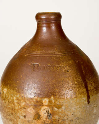 Half-Gallon BOSTON Iron-Decorated Stoneware Jug, Frederick Carpenter, early 19th century