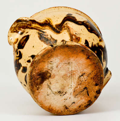 Very Rare Diminutive Lidded Redware Sugar Bowl w/ Slip Decoration, Strasburg or Winchester, VA