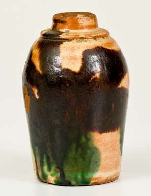 Rare Multi-Glazed Redware Bottle attrib. J. Eberly & Co., Strasburg, VA, circa 1890