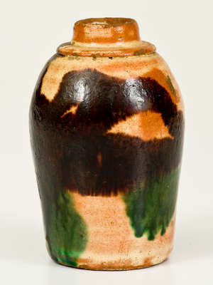 Rare Multi-Glazed Redware Bottle attrib. J. Eberly & Co., Strasburg, VA, circa 1890