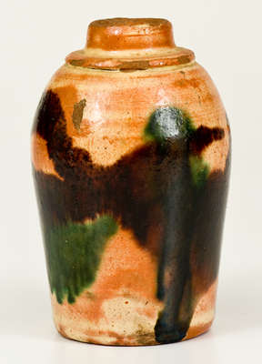 Rare Multi-Glazed Redware Bottle attrib. J. Eberly & Co., Strasburg, VA, circa 1890