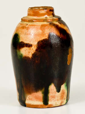 Rare Multi-Glazed Redware Bottle attrib. J. Eberly & Co., Strasburg, VA, circa 1890