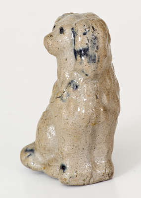 Miniature Cobalt-Decorated John Bell (Waynesboro, PA) Stoneware Figure of a Spaniel
