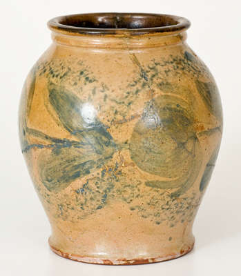 Exceptional J. BELL (Waynesboro, PA) Tin-Glazed Redware Jar w/ Elaborate Cobalt Decoration