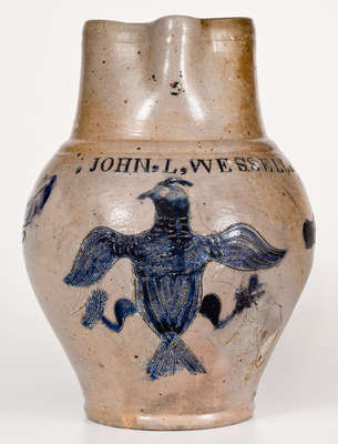 Highly Important Stoneware Pitcher w/ Incised Federal Eagle Decoration, New York City, September 15, 1806