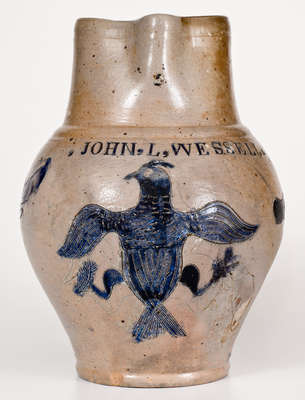 New York / September 15th 1806 Stoneware Presentation Pitcher w/ Incised Federal Eagle for JOHN, L, WESSELL, Crolius Family