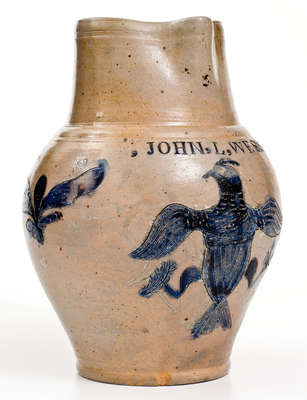 Extremely Rare and Exceptional Stoneware Pitcher with Incised Federal Eagle Decoration, Manhattan, September 15, 1806