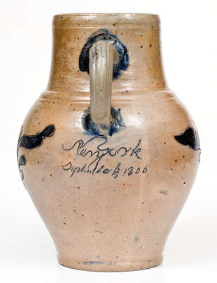 Highly Important Stoneware Pitcher w/ Incised Federal Eagle Decoration, New York City, September 15, 1806