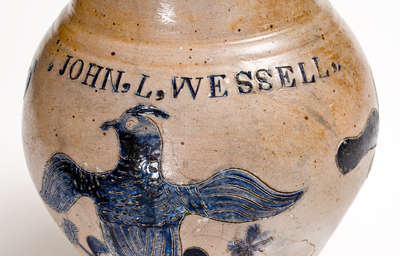 Highly Important Stoneware Pitcher w/ Incised Federal Eagle Decoration, New York City, September 15, 1806