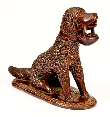 Pennsylvania Redware Figure of a Dog w/ Basket, circa 1850-1880