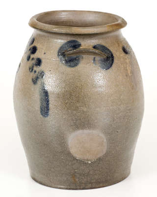 H. SMITH & Co. (Alexandria, VA) Stoneware Jar w/ Cobalt Foliate Decoration