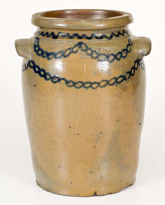 B.C. MILBURN / ALEXA (Alexandria, VA) Stoneware Jar w/ Slip-Trailed Cobalt Decoration