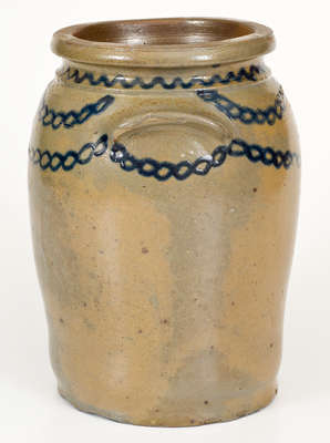 B.C. MILBURN / ALEXA (Alexandria, VA) Stoneware Jar w/ Slip-Trailed Cobalt Decoration