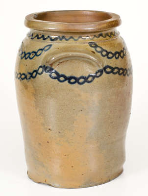 B.C. MILBURN / ALEXA (Alexandria, VA) Stoneware Jar w/ Slip-Trailed Cobalt Decoration