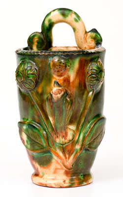Shenandoah Valley Multi-Glazed Redware Wall Pocket, attrib. to J. Eberly & Co., Strasburg