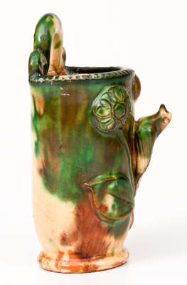 Very Fine Shenandoah Valley Multi-Glazed Redware Wall Pocket